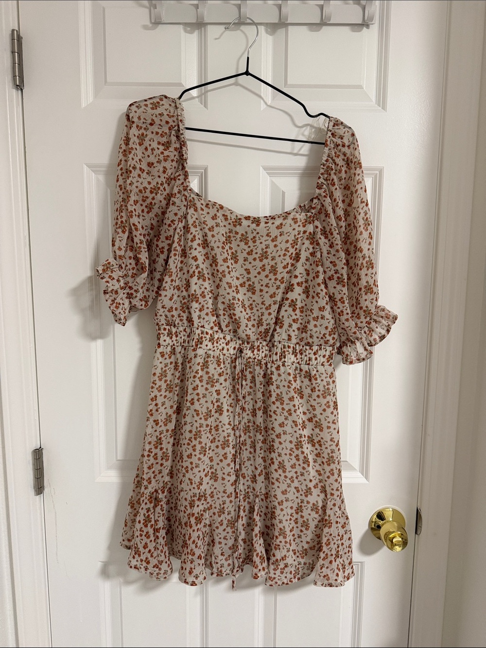 Trixxi Cream Mini Dress with Rust Floral Print